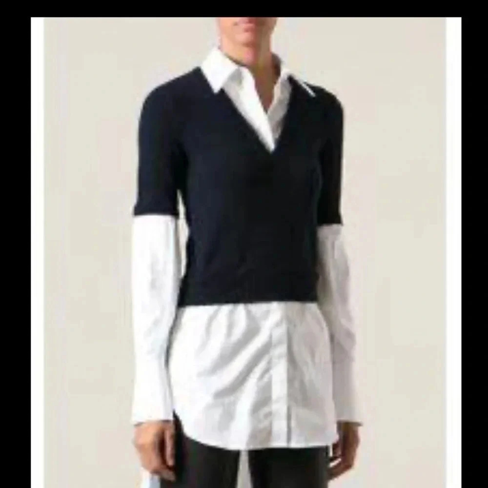 Alexander McQueen Designer Elegant Black and White Layered Women's Top - Picture 10 of 11